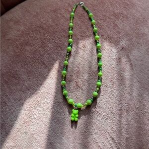 Handmade Glass Green Beaded Necklace
